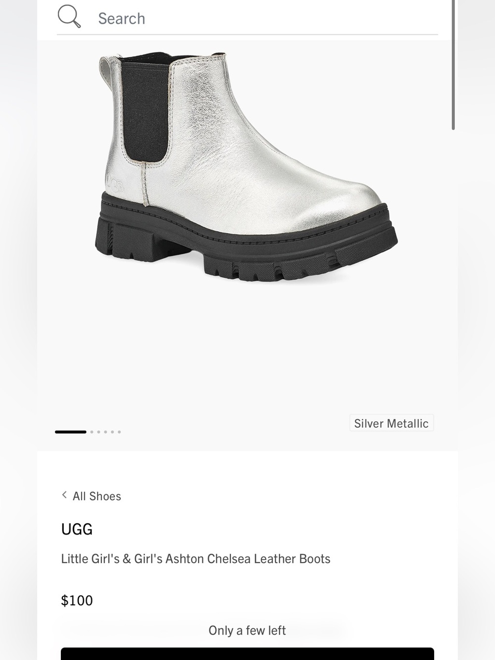 UGG Little Girls' Ashton Chelsea Boots Silver Metallic